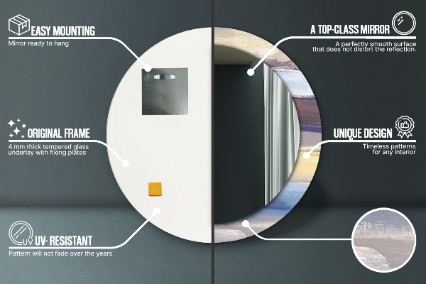 Abstraktný obrázok Okrúhle dekoračné zrkadlo na stenu