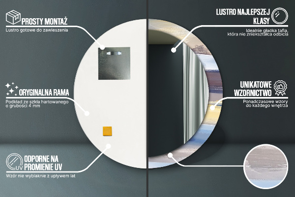 Abstraktný obrázok Okrúhle dekoračné zrkadlo na stenu