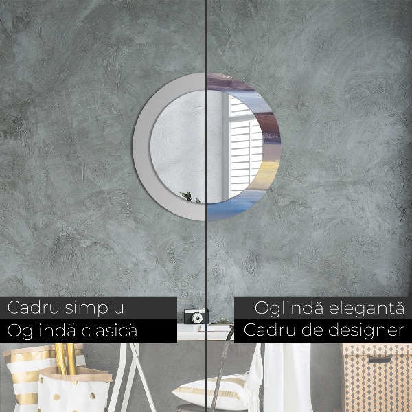 Abstraktný obrázok Okrúhle dekoračné zrkadlo na stenu