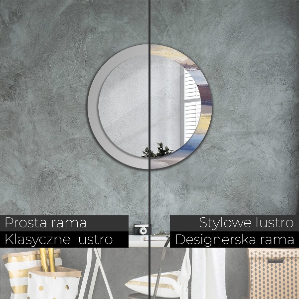 Abstraktný obrázok Okrúhle dekoračné zrkadlo na stenu