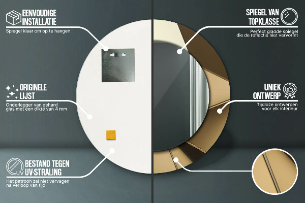 Moderná abstrakcia Okrúhle dekoračné zrkadlo na stenu