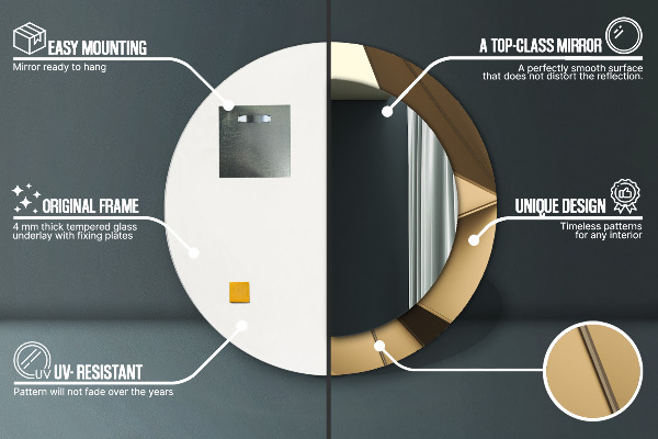 Moderná abstrakcia Okrúhle dekoračné zrkadlo na stenu