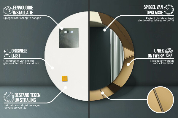 Moderná abstrakcia Okrúhle dekoračné zrkadlo na stenu