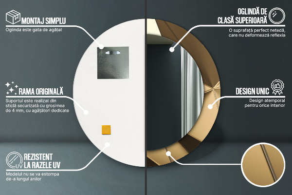 Moderná abstrakcia Okrúhle dekoračné zrkadlo na stenu