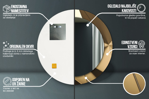 Moderná abstrakcia Okrúhle dekoračné zrkadlo na stenu