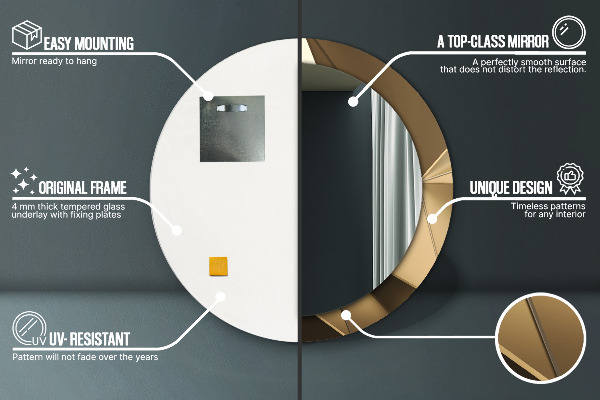 Moderná abstrakcia Okrúhle dekoračné zrkadlo na stenu