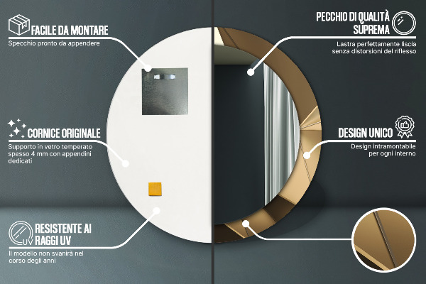 Moderná abstrakcia Okrúhle dekoračné zrkadlo na stenu