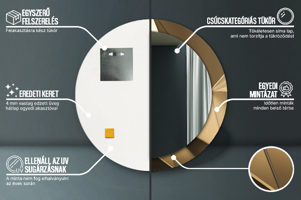 Moderná abstrakcia Okrúhle dekoračné zrkadlo na stenu