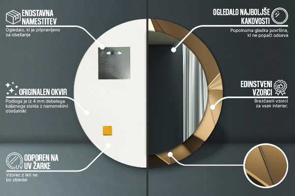 Moderná abstrakcia Okrúhle dekoračné zrkadlo na stenu