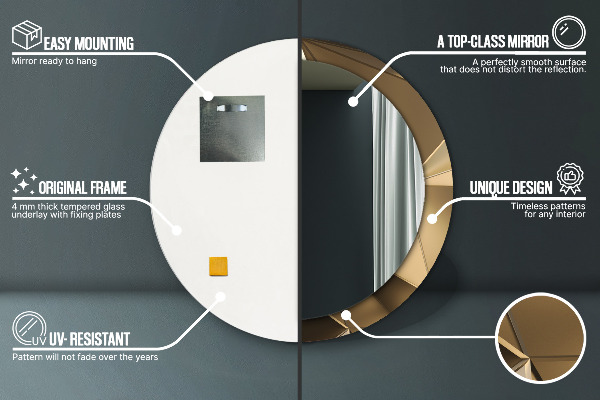 Moderná abstrakcia Okrúhle dekoračné zrkadlo na stenu