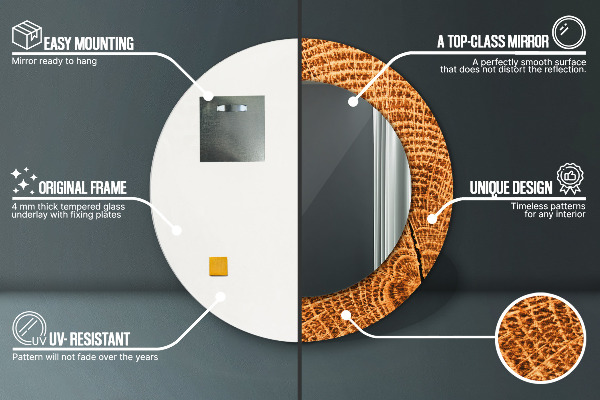 dubové drevo Okrúhle dekoračné zrkadlo