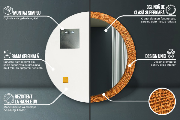 dubové drevo Okrúhle dekoračné zrkadlo