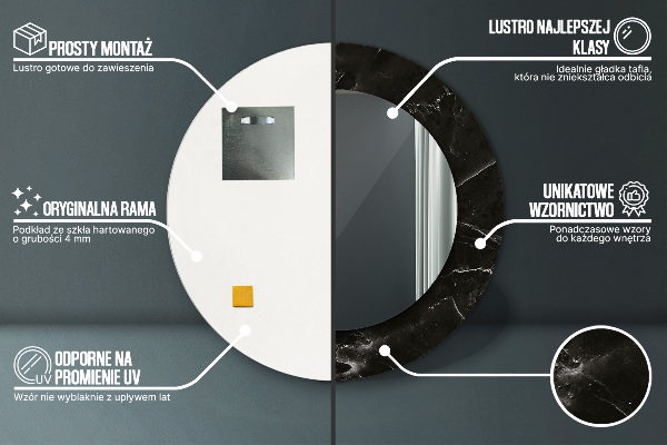 Mramorový kameň Okrúhle dekoračné zrkadlo