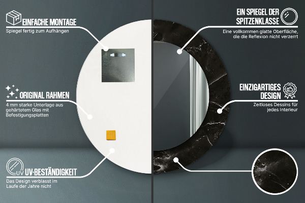 Mramorový kameň Okrúhle dekoračné zrkadlo