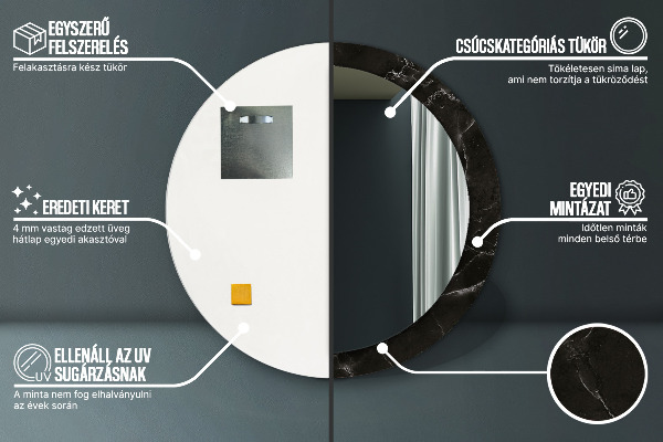 Mramorový kameň Okrúhle dekoračné zrkadlo