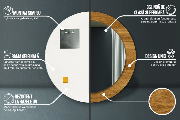 Rustikálny dub Okrúhle dekoračné zrkadlo