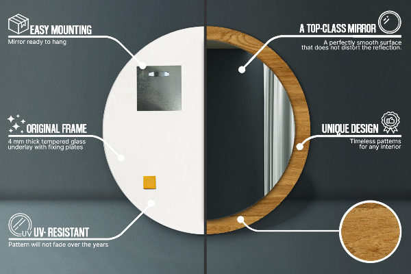 Rustikálny dub Okrúhle dekoračné zrkadlo