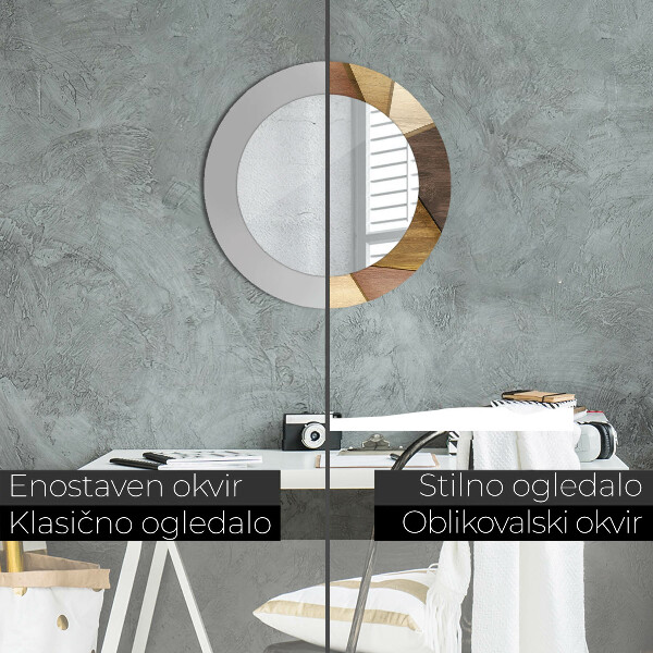 Geometrické 3D drevo Okrúhle dekoračné zrkadlo