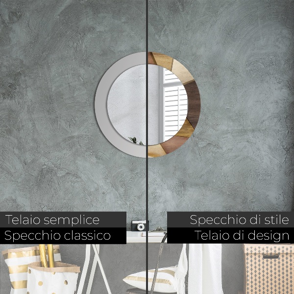 Geometrické 3D drevo Okrúhle dekoračné zrkadlo