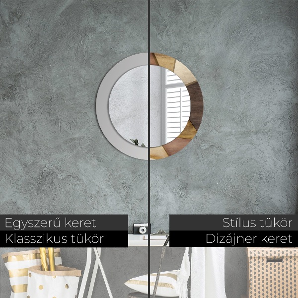 Geometrické 3D drevo Okrúhle dekoračné zrkadlo