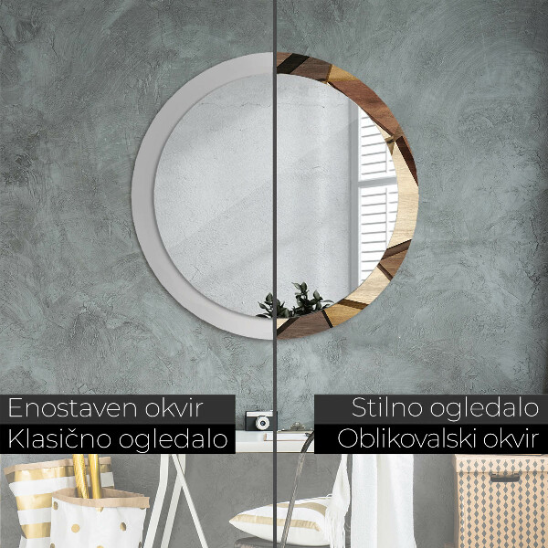 Geometrické 3D drevo Okrúhle dekoračné zrkadlo