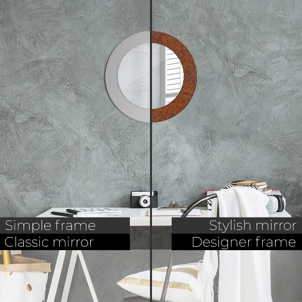 Hrdzavý kov Okrúhle dekoračné zrkadlo na stenu