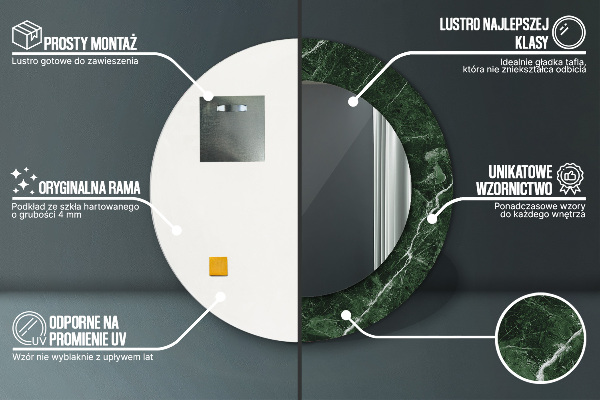 Zelený mramor Okrúhle dekoračné zrkadlo