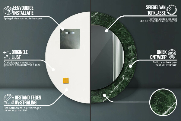 Zelený mramor Okrúhle dekoračné zrkadlo