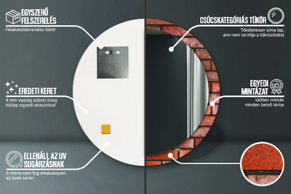 červená tehla Okrúhle dekoračné zrkadlo