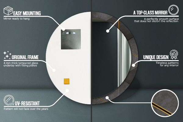 Sivé trojuholníky Okrúhle dekoračné zrkadlo