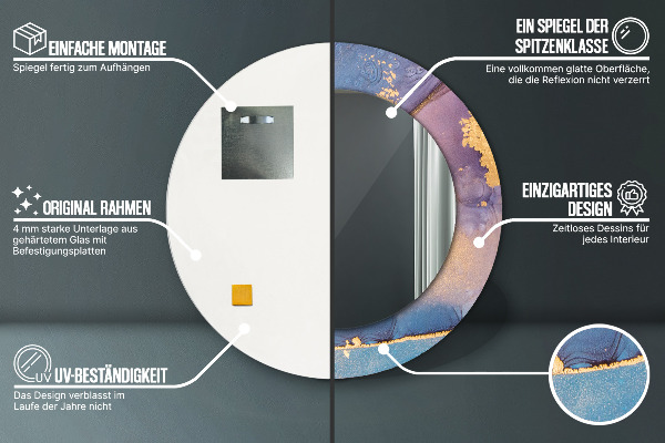 Mramorový kameň Okrúhle zrkadlo s motívom