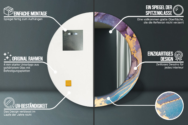 Mramorový kameň Okrúhle zrkadlo s motívom