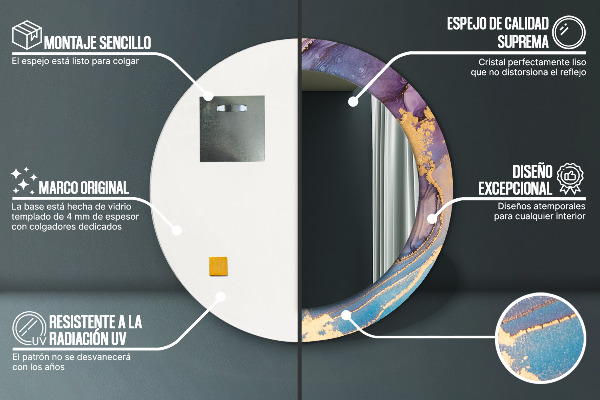 Mramorový kameň Okrúhle zrkadlo s motívom