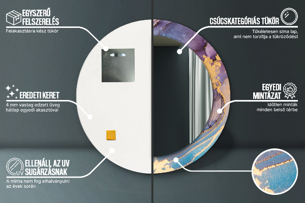 Mramorový kameň Okrúhle zrkadlo s motívom