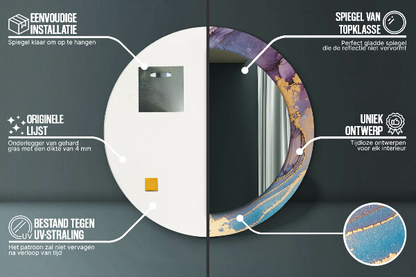 Mramorový kameň Okrúhle zrkadlo s motívom