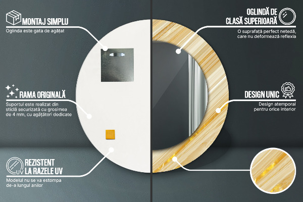 Zlatý abstrakt Okrúhle dekoračné zrkadlo na stenu