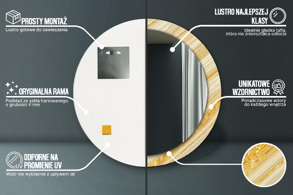 Zlatý abstrakt Okrúhle dekoračné zrkadlo na stenu