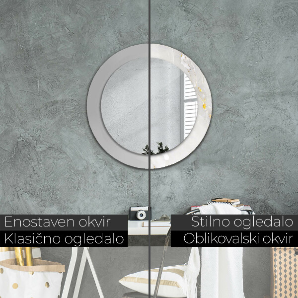 Lesklý mramor Okrúhle dekoračné zrkadlo