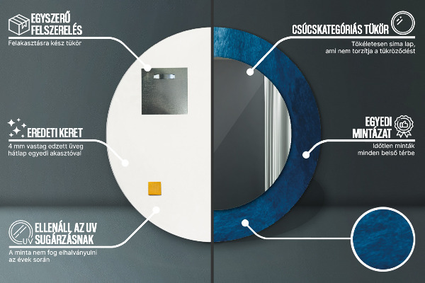Abstraktné umenie Okrúhle dekoračné zrkadlo na stenu