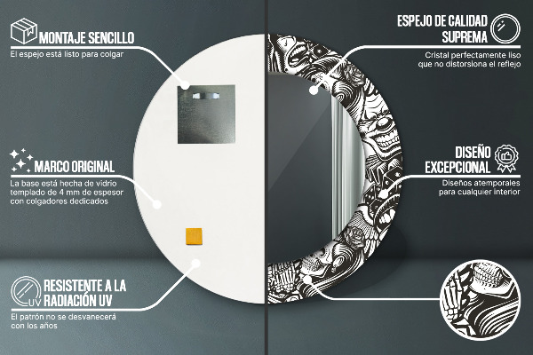 Abstraktná tekutina Okrúhle zrkadlo s potlačeným rámom