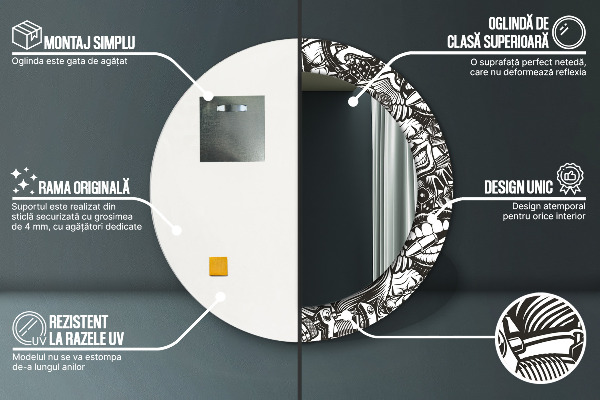 Abstraktná tekutina Okrúhle zrkadlo s potlačeným rámom