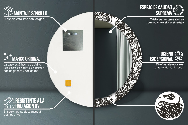 Abstraktná tekutina Okrúhle zrkadlo s potlačeným rámom