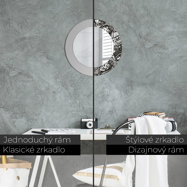 Abstraktná tekutina Okrúhle zrkadlo s potlačeným rámom