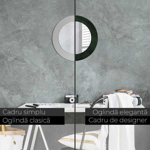 Zelený mramor Okrúhle zrkadlo rám s potlačou