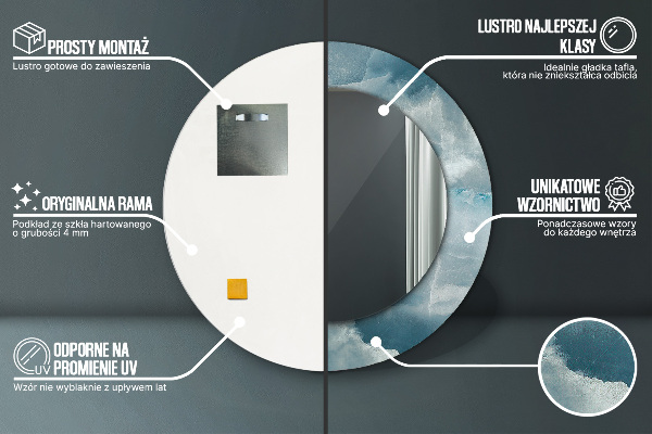 Modrý onyx mramor Okrúhle dekoračné zrkadlo