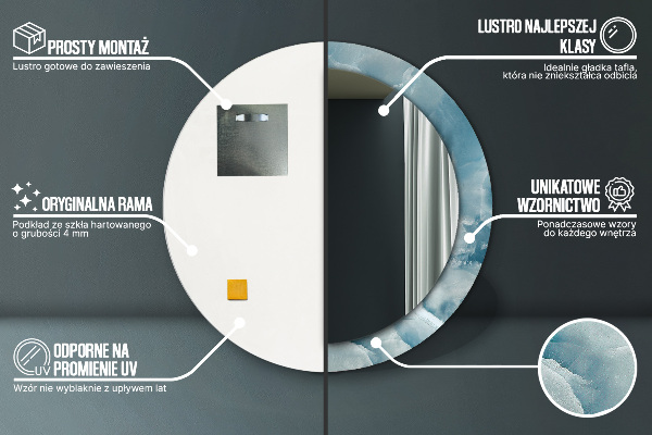Modrý onyx mramor Okrúhle dekoračné zrkadlo