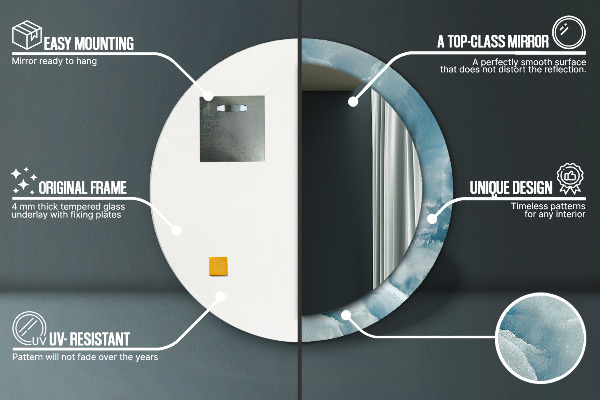 Modrý onyx mramor Okrúhle dekoračné zrkadlo