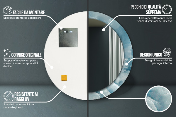 Modrý onyx mramor Okrúhle dekoračné zrkadlo