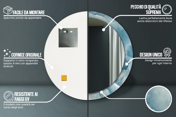 Modrý onyx mramor Okrúhle dekoračné zrkadlo