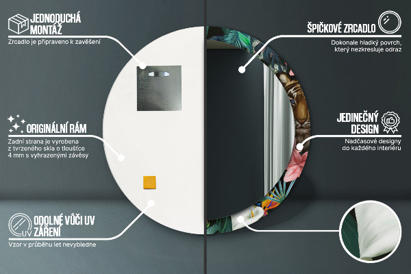 Les v džungli Okrúhle dekoračné zrkadlo